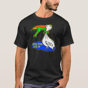T-shirts O pássaro do bloqueio do sapo dá nunca nunca aci
