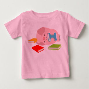 T-shirts O Pequeno Lover De Livro (Porco De Cartoon)