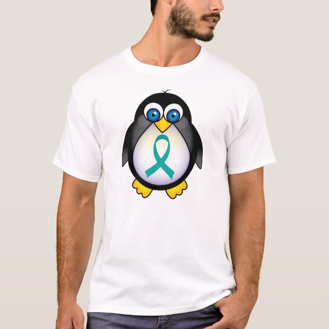 T-shirts O pinguim da fita da cerceta caçoa o T (Frente)