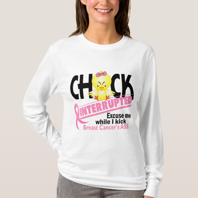 T-shirts O pintinho interrompeu o cancro da mama 2 (Frente)