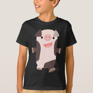 T-shirts O porco de sorriso dos desenhos animados bonitos
