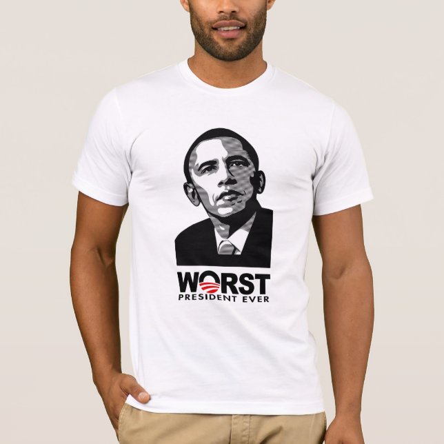 T-shirts O presidente o mais mau Nunca de Barack Obama (Frente)
