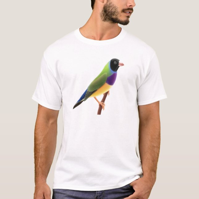 T-shirts O preto enfrentou o passarinho de Gouldian (Frente)