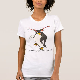 T-shirts O que você disse? Pinguim macarrão engraçado