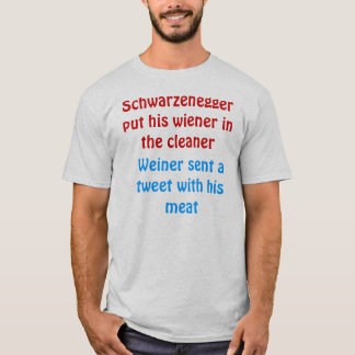 T-shirts o schwarzenegger pôr seu wiener no líquido de