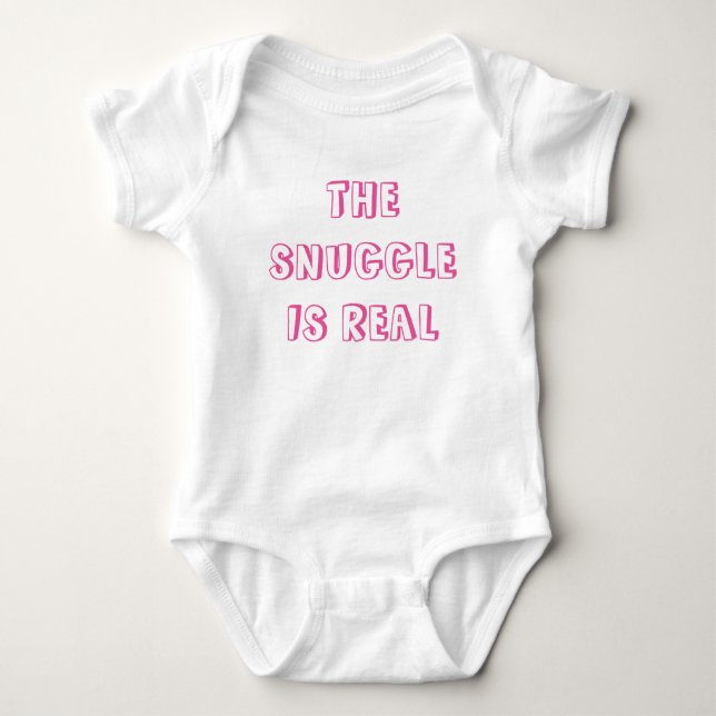 T-shirts O SNUGGLE É pia batismal REAL do rosa do Jumpsuit (Frente)