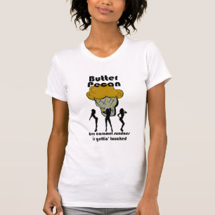 T-shirts O T das mulheres da noz-pecã da manteiga