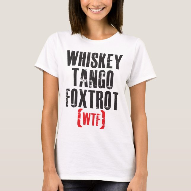 T-shirts O tango do uísque Foxtrot - WTF - preto (Frente)