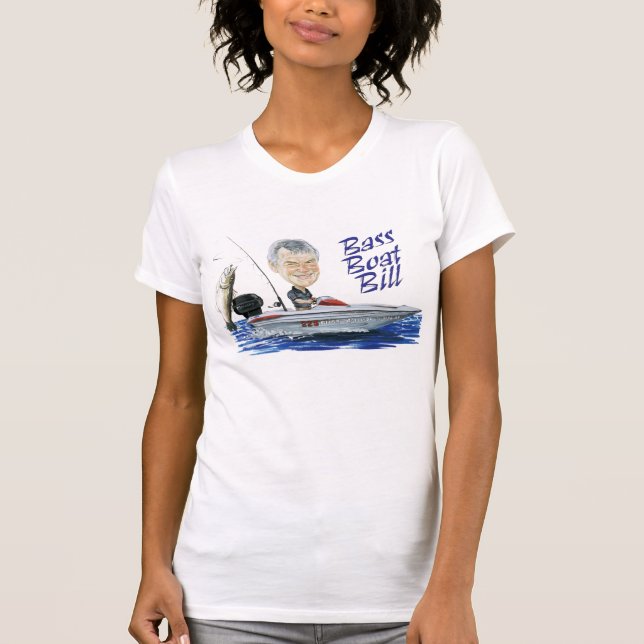 T-shirts O tanque das mulheres baixas de Bill do barco (Frente)