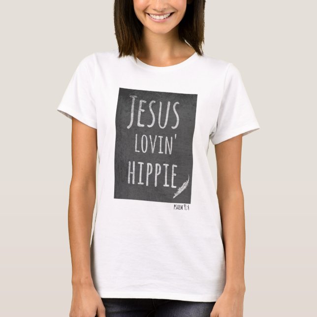 T-shirts O tanque das mulheres do Hippie de Jesus Lovin (Frente)