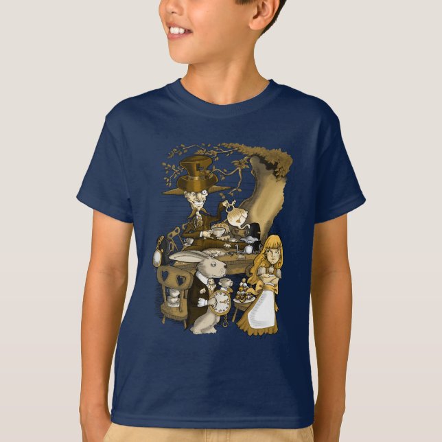 T-shirts O tea party do Hatter louco (Frente)