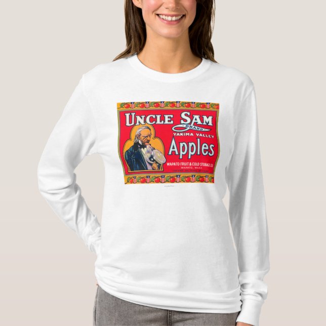 T-shirts O tio Sam Apple etiqueta (vermelho) - Wapato, WA (Frente)