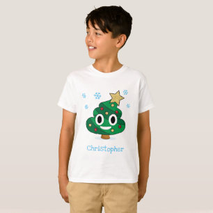 T-shirts O tombadilho Emoji da árvore de Natal caçoa o