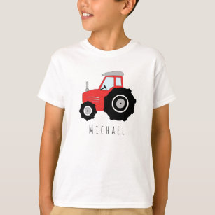 T-shirts O trator do fazendeiro vermelho do menino