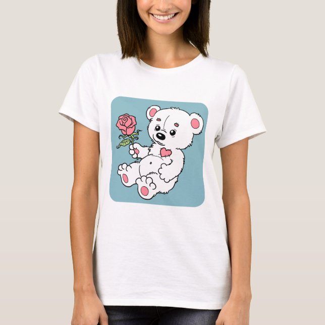 T-shirts O urso de ursinho com aumentou (Frente)