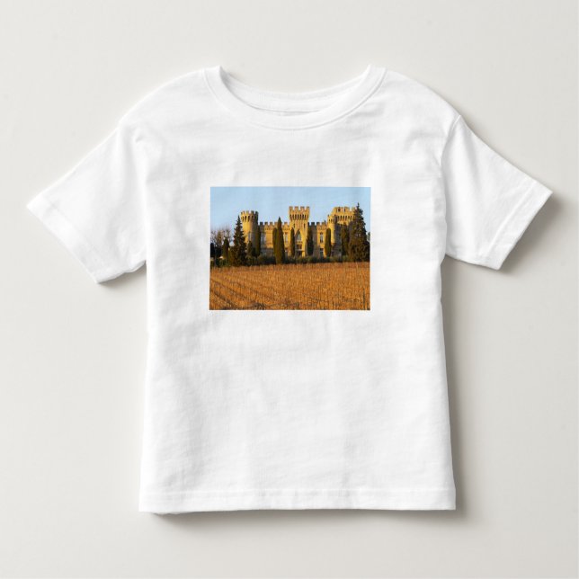 T-shirts O vinhedo com videiras do syrah e o castelo (Frente)