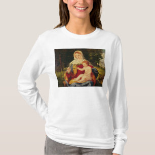 T-shirts O Virgin e a criança com um tiro da azeitona