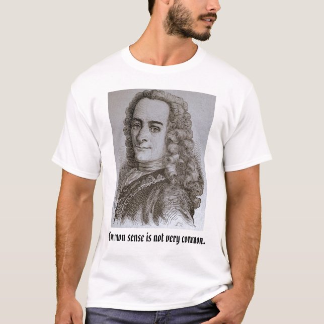 T-shirts o voltaire, senso comum não é muito comum (Frente)