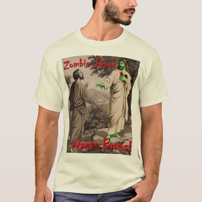 T-shirts O zombi Jesus quer cérebros (Frente)