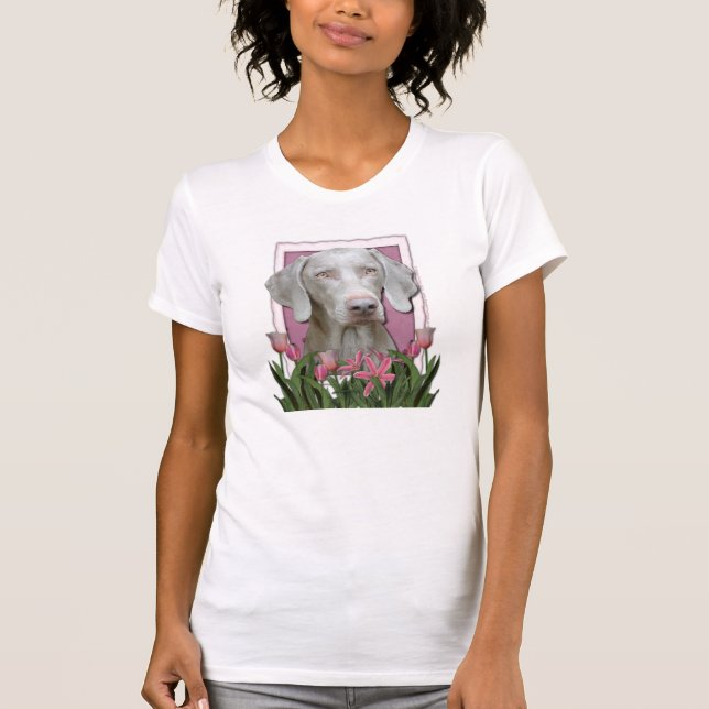 T-shirts Obrigado - tulipas cor-de-rosa - Weimeraner - (Frente)