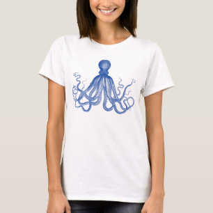 T-shirts Octopus Azul Vintage