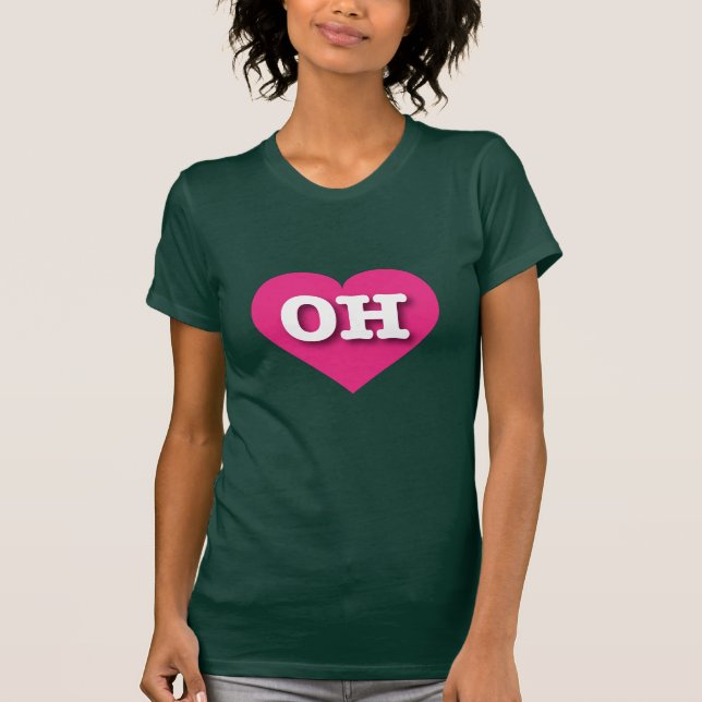 T-shirts Ohio Hot Pink Heart - Eu amo OH (Frente)