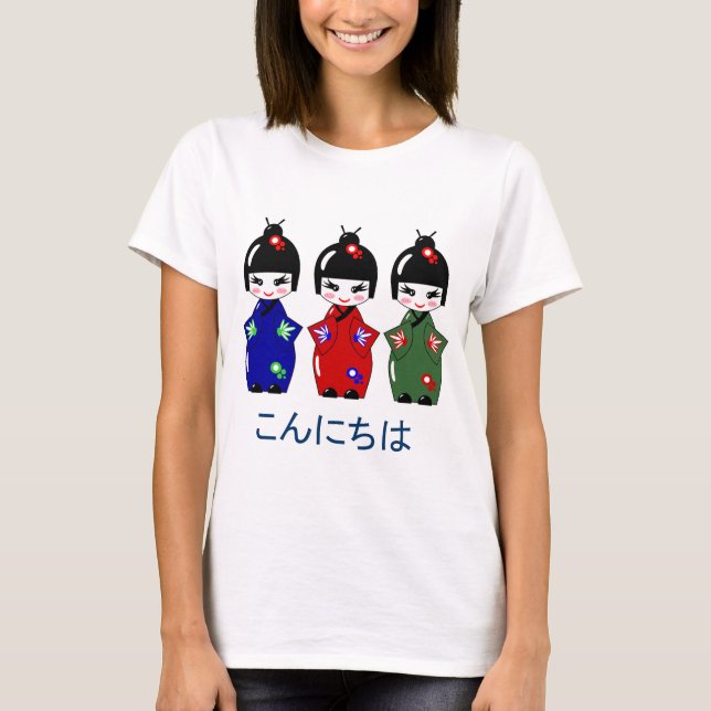 T-shirts Olá! do japonês/adeus (Frente)