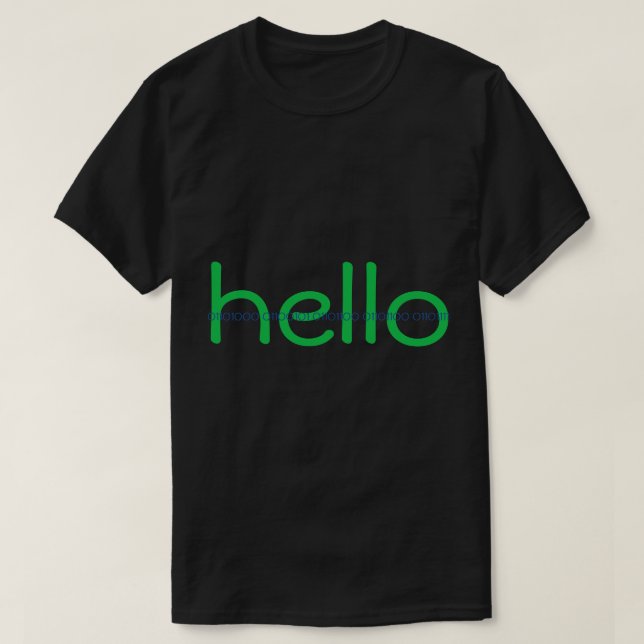 T-shirts Olá e Bye Hacker Code Message Tee (Frente do Design)