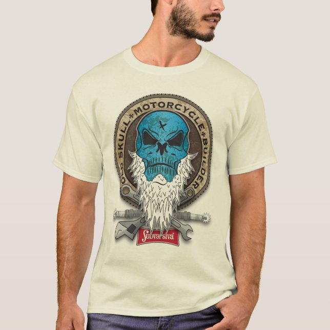 T-SHIRTS OLD SKULL MOTORCYCLE BUILDER I (Frente)