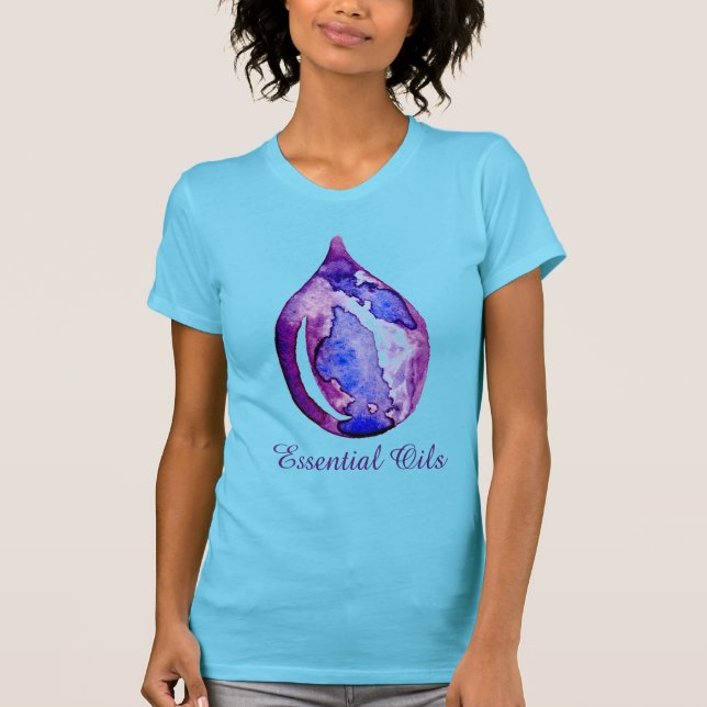 T-shirts Óleos essenciais roxos e azuis (Frente)