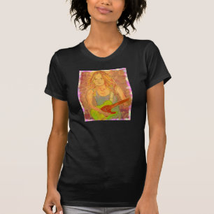 T-shirts olhar popular do screenprint da menina da rocha