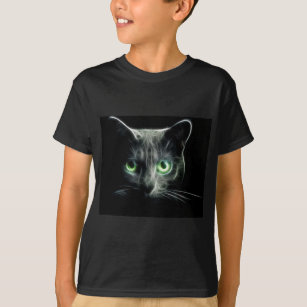 T-shirts Olhos verdes de incandescência do gato do gatinho