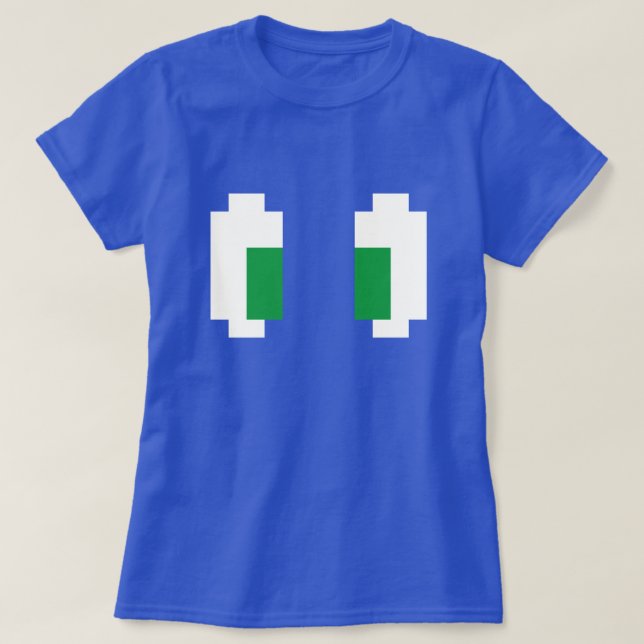 T-shirts Olhos Verdes para Manga de Pixel de 8 Bits (Frente do Design)
