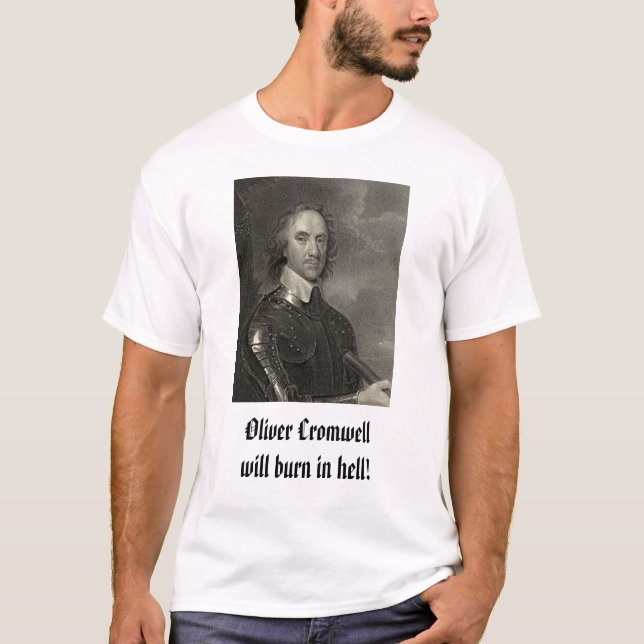 T-shirts Oliver Cromwell, queimadura de Oliver Cromwellwill (Frente)