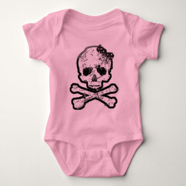 T-shirts onsie do crânio feminino (Frente)