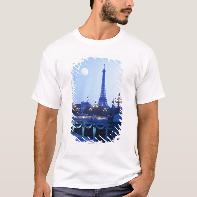 T-shirts Opinião da noite da torre Eiffel (Frente)