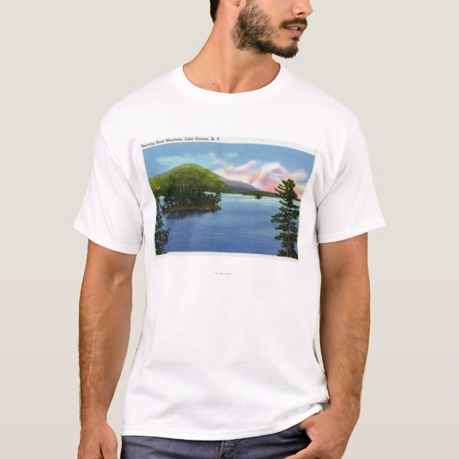 T-shirts Opinião do lago da montanha da rocha do Shelving (Frente)