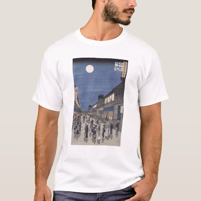 T-shirts Opinião do nighttime da rua de Saruwaka (Frente)