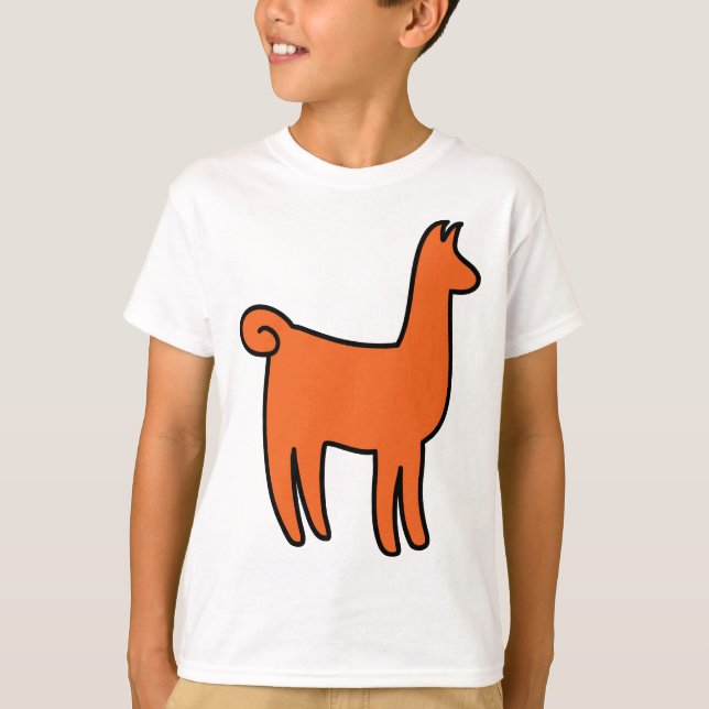 T-shirts Orange Llama Roupa (Frente)