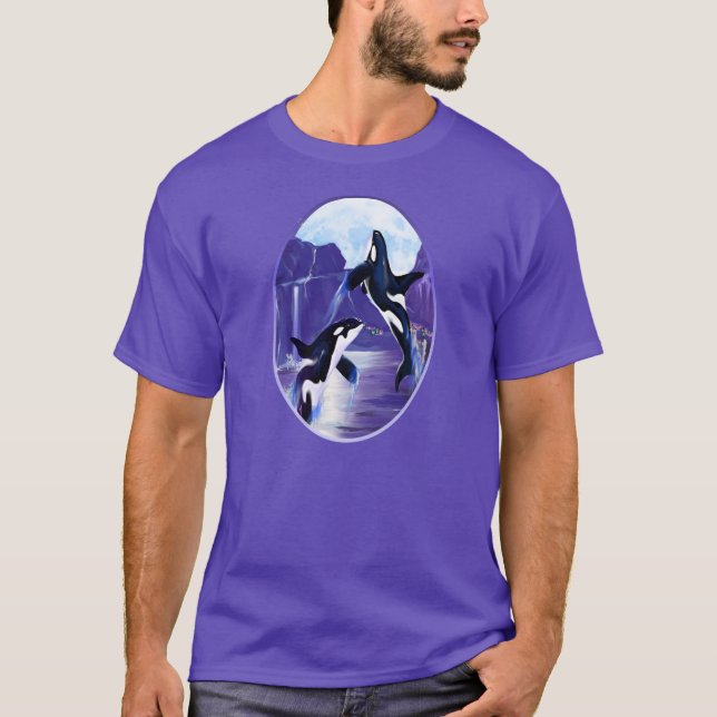 T-shirts Orcas em uma baía (Frente)