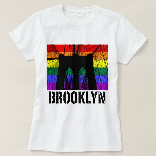 T-shirts Orgulho 2 da silhueta da ponte de Brooklyn (Frente do Design)