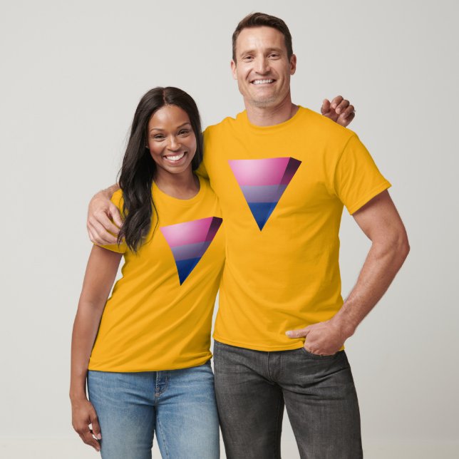 T-SHIRTS ORGULHO BISSEXUAL TRIÂNGULO 3D (Unissex)