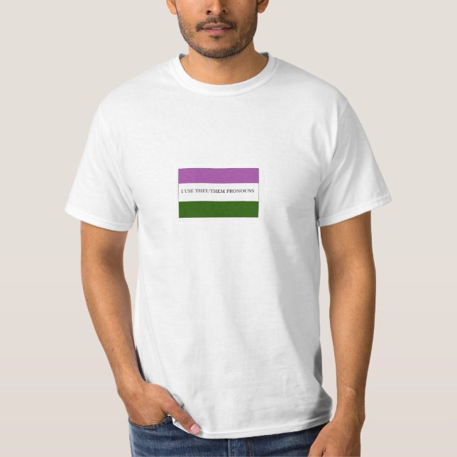 T-shirts Orgulho da bandeira de Genderqueer Nonbinary eles (Frente)