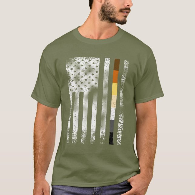 T-shirts Orgulho de Urso Angustiado Legal Na Bandeira Ameri (Frente)