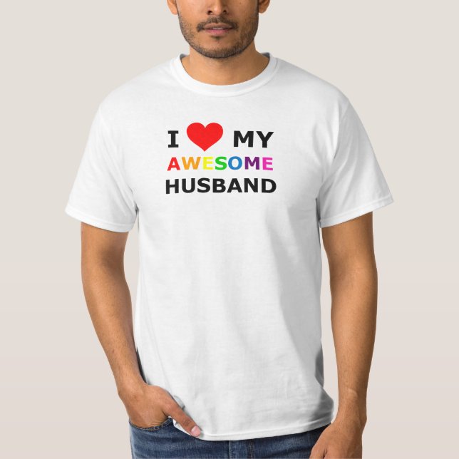T-shirts Orgulho gay "eu amo meu marido impressionante" 1 (Frente)
