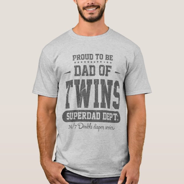 T-shirts Orgulhoso ser pai dos gêmeos Superdad Serviço (Frente)