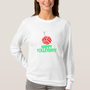 T-shirts Ornamento feliz de Volleydays do Natal do voleibol