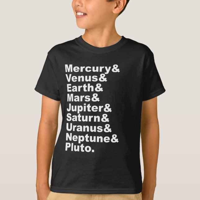 T-shirts Os 9 Planetas do Sistema Solar (Pré 2006) (Frente)