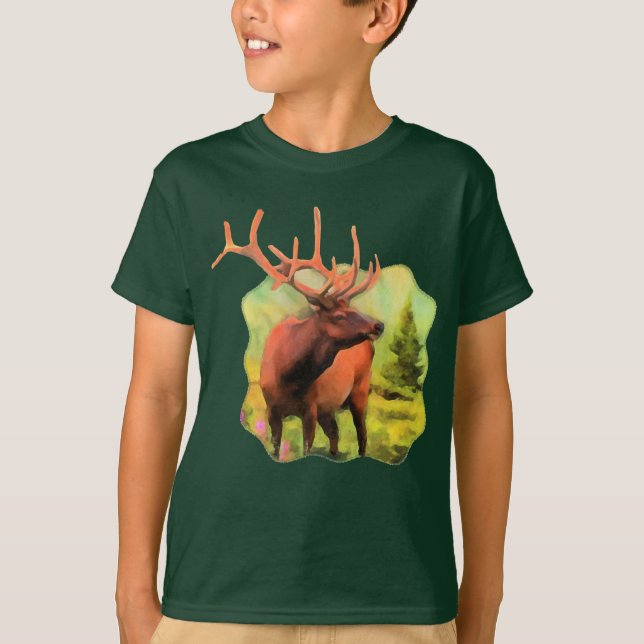 T-shirts Os animais selvagens dos alces de Bull caçoam o (Frente)