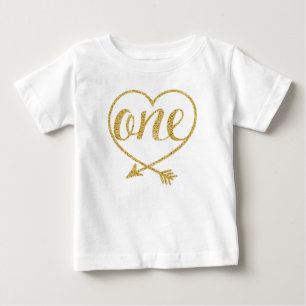 T-shirts Os anos de idade Heart Glitter-Print de ONE One